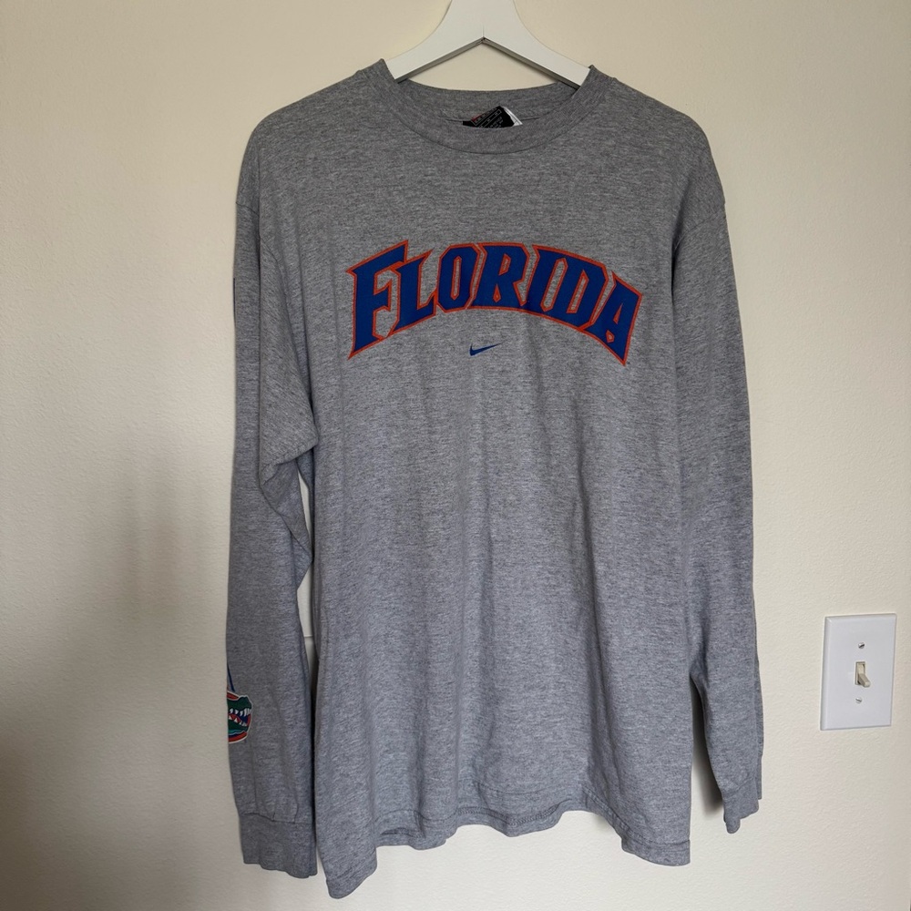 Nike Grey Heather Crewneck with Blue and Orange Graphics